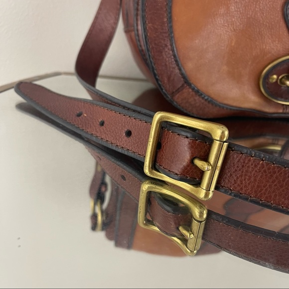 FOSSIL Vintage Reissue Dual Tone Brown Leather Flap Crossbody Messenger Bag - Picture 4 of 16